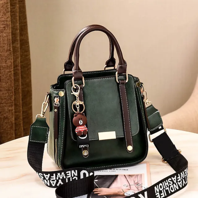 Bag Female Summer New Portable Small Bag Korean Retro Wide Shoulder Strap One shoulder Messenger Bag Green - Shop at LoveMi