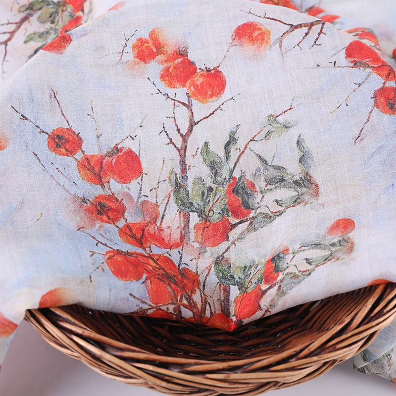 Spring And Summer Flowers Tencel Ramie Printed Fabric