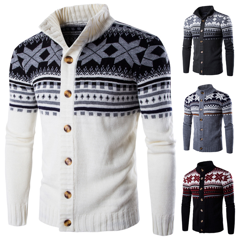 Title 2, Maglione da uomo cardigan con design jacquard a...