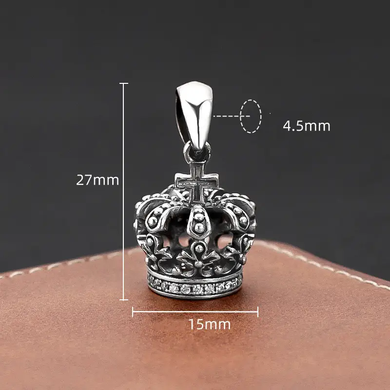 Men's And Women's Fashion Retro Distressed Cross Crown Pendant