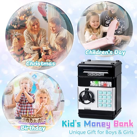 image of Saving Challenge Automatic Coin Storage Box, 1 Piece Modern Trendy Battery Powered Piggy Bank For Kids, Desk Number Piggy Bank Without Battery, Money Saving Supplies, Game Room Decor Ornaments, Home Decor