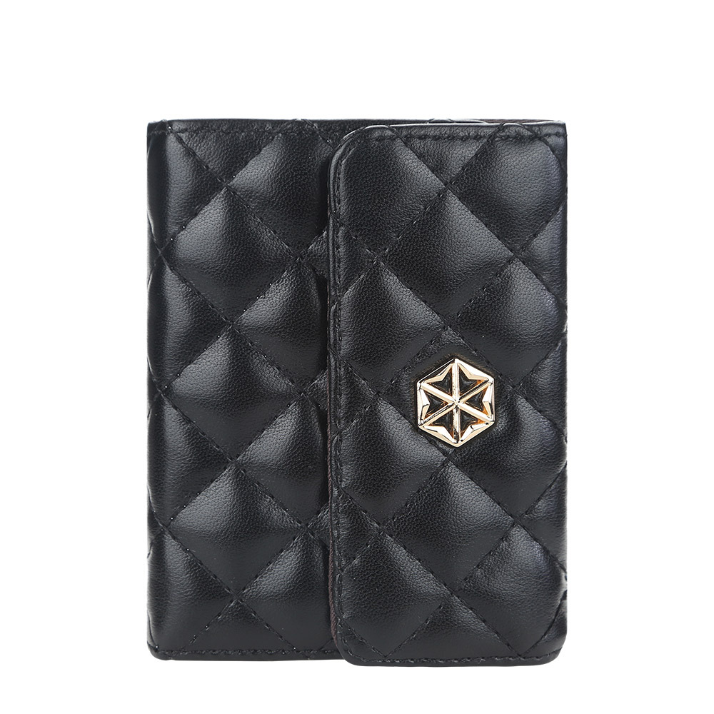New Women's Card Bag Embossed Multi card Compact Buckle Purse Black - Shop at LoveMi