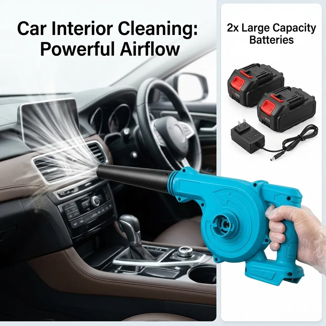 Electric Cordless Air Blower 48V Garden Snow Dust Leaf Suction Vacuum 2 Battery — image 12