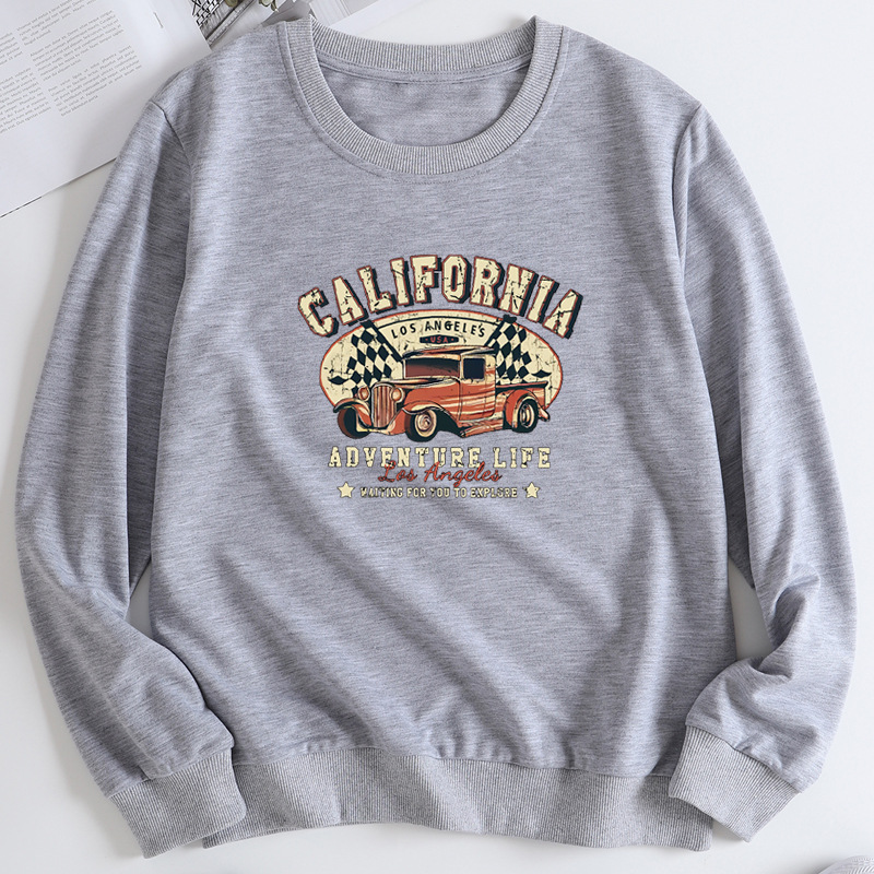 Fashion Casual Round Neck Sweater Pullover Loose Long-sleeved Blouse Women