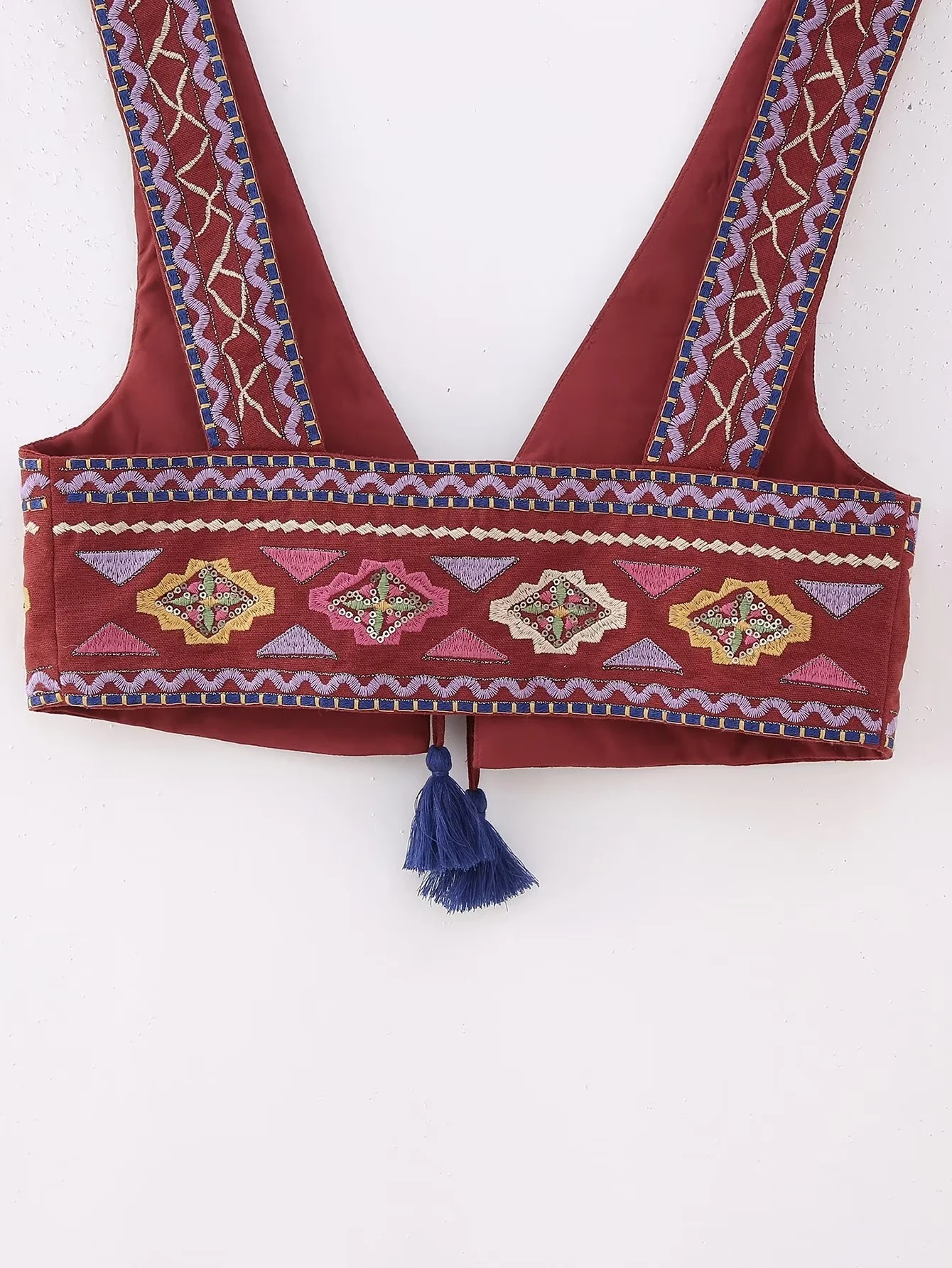 بلوزة عصرية بتصميم فضفاض مع رباط وشراشيب