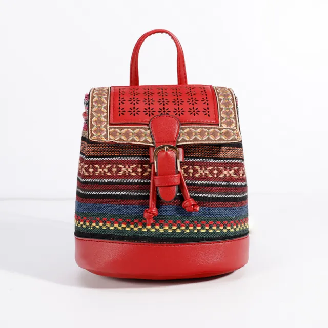 Wind woven Flower Mini Backpack Red - Shop at LoveMi
