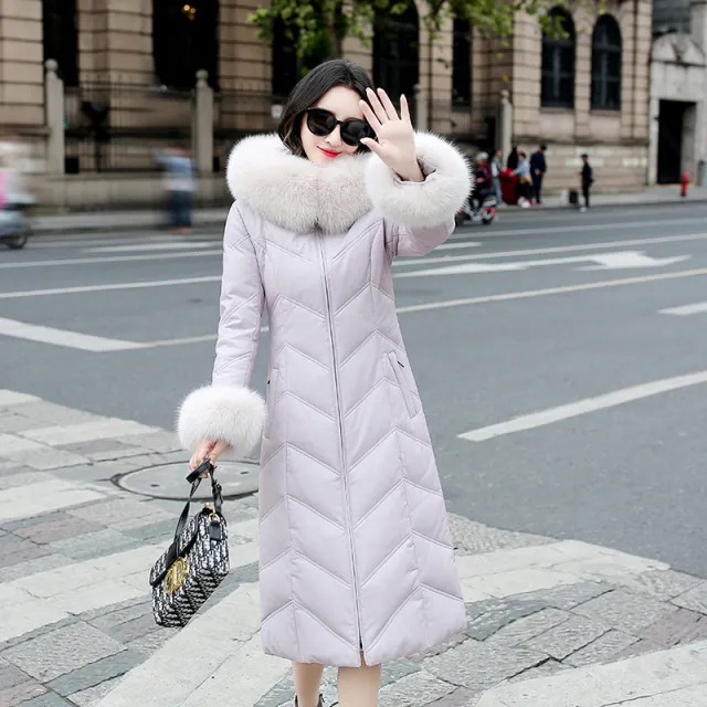Women's Medium Length Autumn And Winter Hooded Fashion Slim Coat Trend Pink Purple - Shop at LoveMi