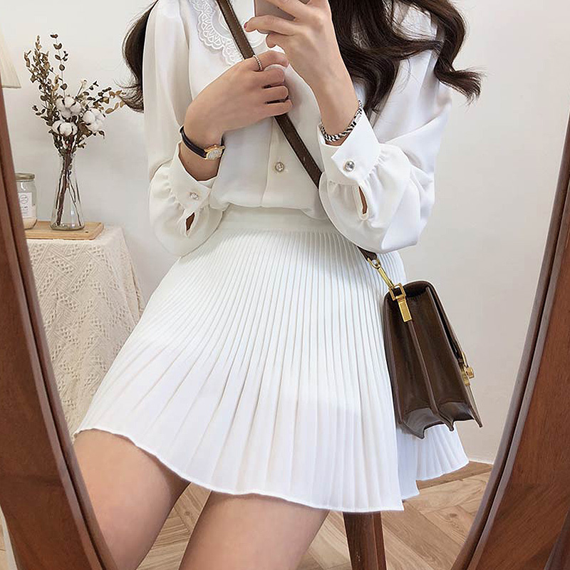 Title 4, Korean Style Pure Color Pleated Skirt for Sprin...