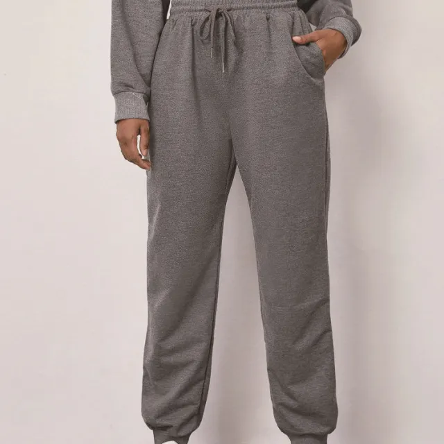 Women's Casual Elastic Lace up Solid Color Pants Sweatpants Dark Grey - Shop at LoveMi