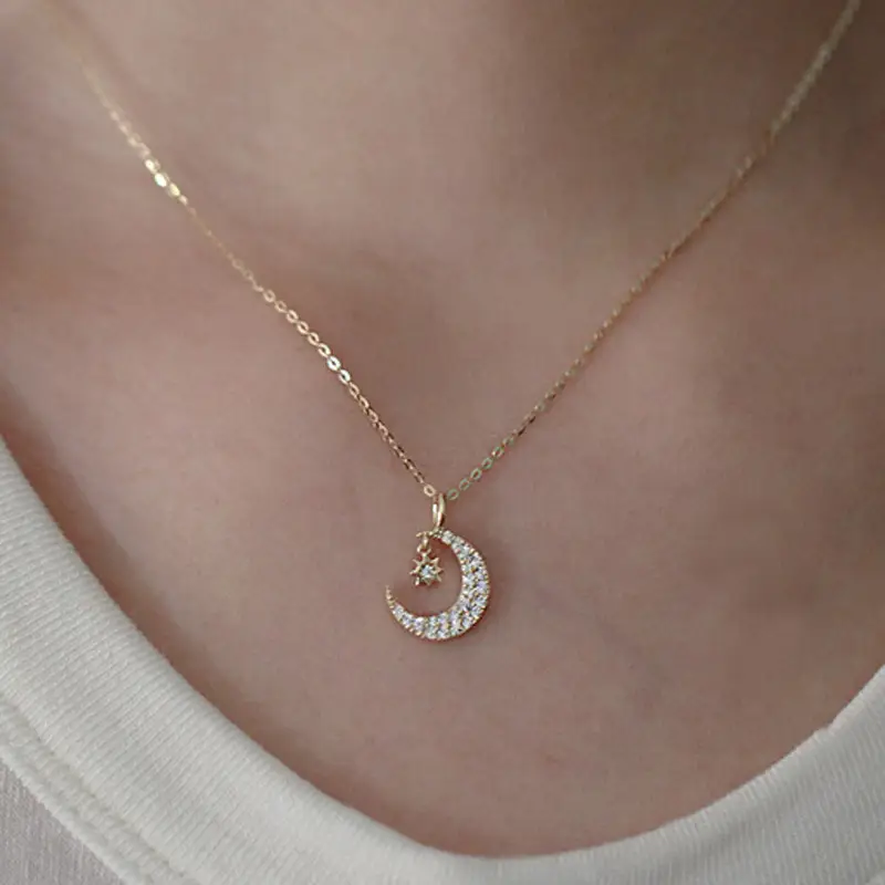 Micro-set Zirconium Diamond Pendant Temperament All-match Clavicle Chain