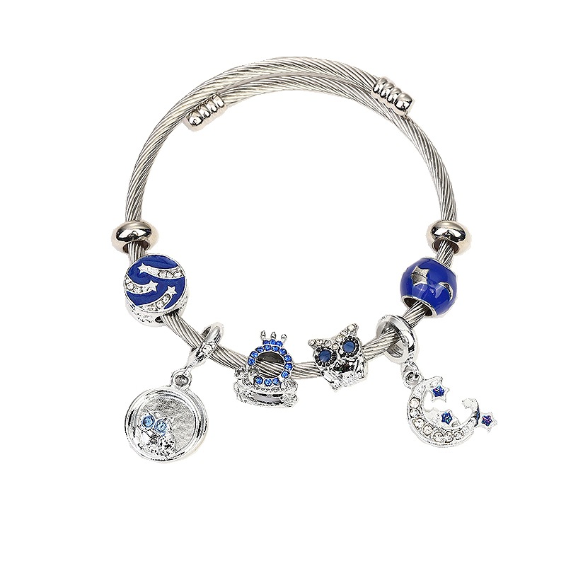 Lovers Bracelet Owl Beaded Titanium Steel Bracelet Pendant