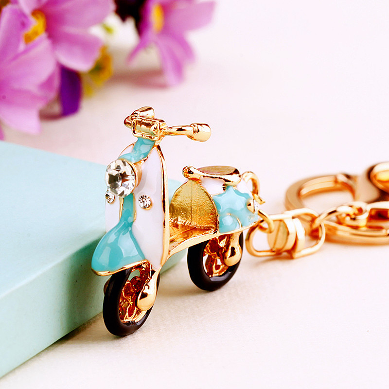 Creative Water Drill Electric Bicycle Car Key Ring Blue - Shop at LoveMi