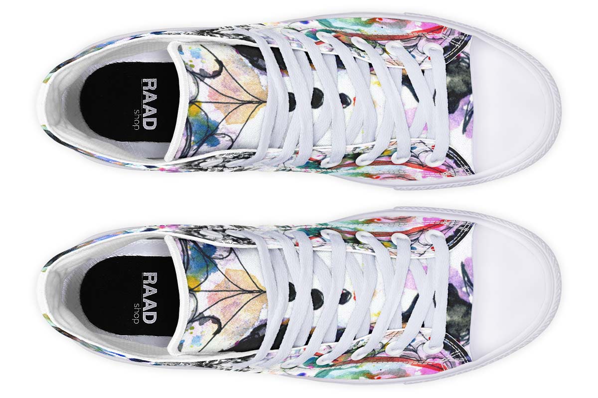 Men's And Women's Fashion Color Printing High-top Canvas Shoes