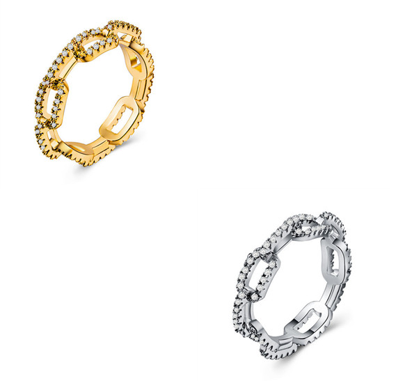 Creative lock chain ladies zircon ring