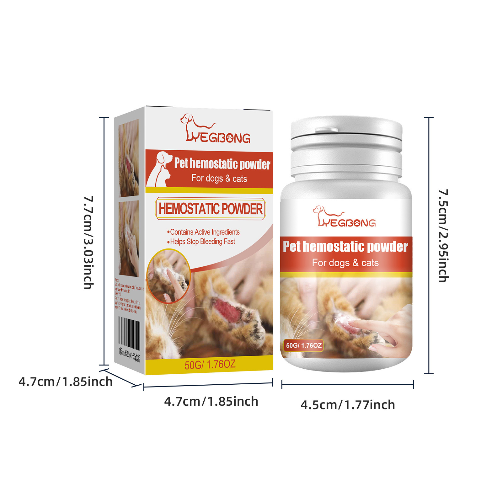 Pet Hemostatic Powder, Fast Bleeding Stop Wound Care Powder For Dogs Cats, Gentle Pet Nail Cut Skin Injury Healing Powder 50g thumbnail 7