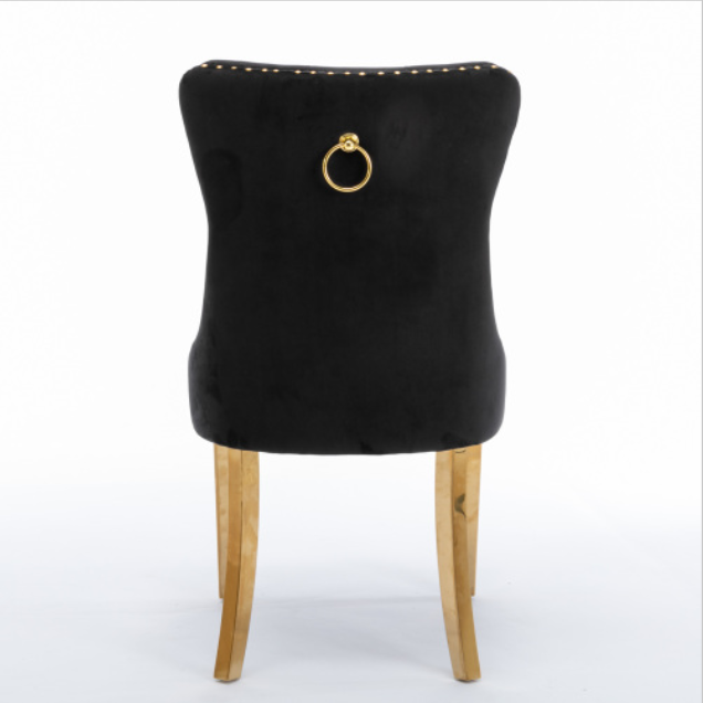 High-end Tufted Solid Wood Contemporary Velvet Upholstered Dining Chair With Golden Stainless Steel… image 12