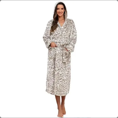 Local Stock Plush Oversize Winter Soft Warm Long Flannel Bathrobe With Hooded Women Thick Night Fleece Bath Robes Dressing Brown - Shop at LoveMi