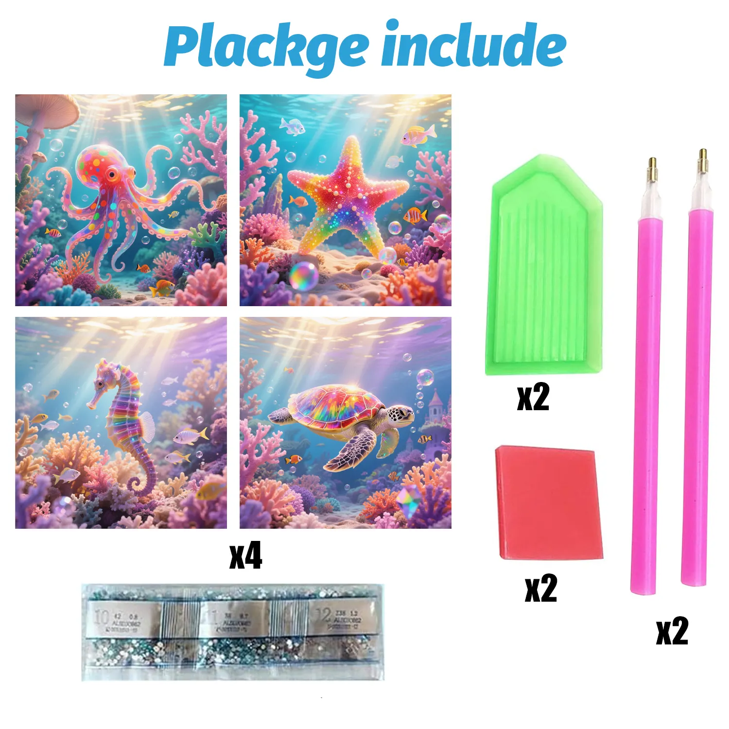 4 Packs Rhinestones Art Painting Kit