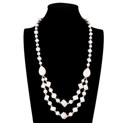 Classic Retro Turquoise Double Necklace European Style Retro Necklace Beaded