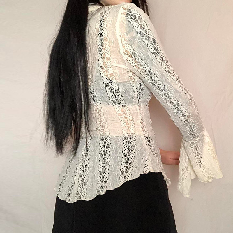 Summer French Lace Thin Long-sleeved Shirt