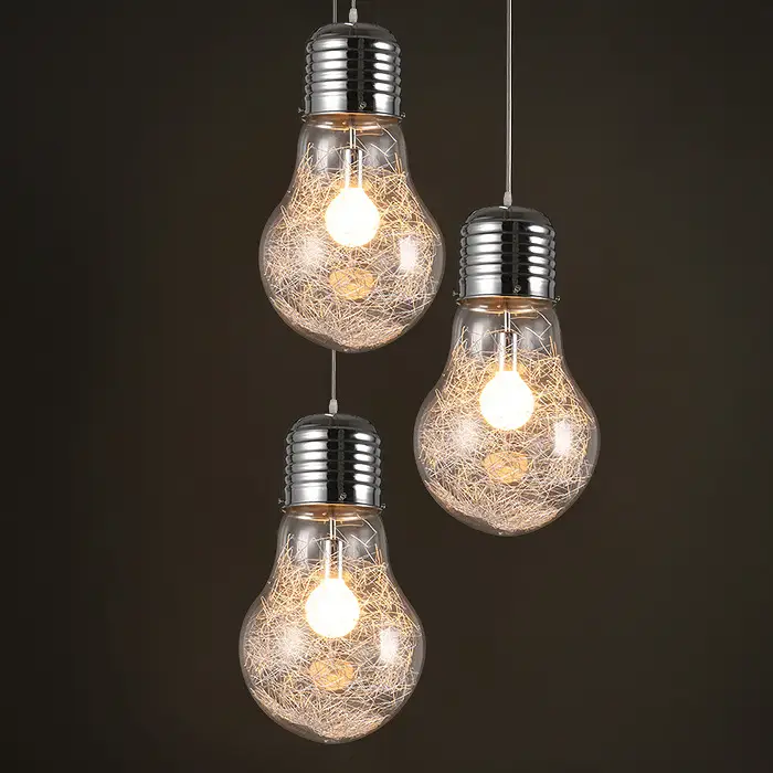 Hallway Gold Silver Aluminum Wire Glass Bedroom Light
