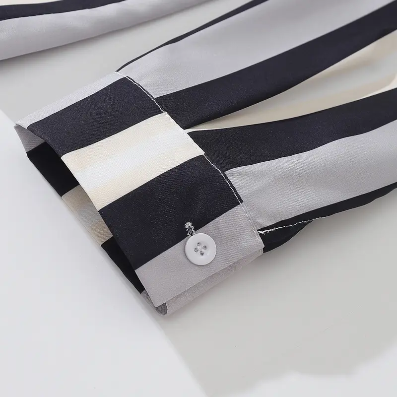 Men's Retro Contrast Color Striped Print Long Sleeve Shirt