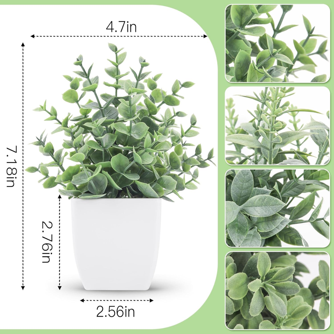 Fake Plants Mini Artificial Greenery Potted Plants For Home Decor Indoor Office Table Room Farmhouse Bathroom Decor — foto 4