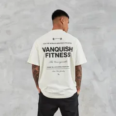 Man T-Shirt Sports Fitness Boxy Oversized T-Shirt Hiphop Sty - White2 - View 1