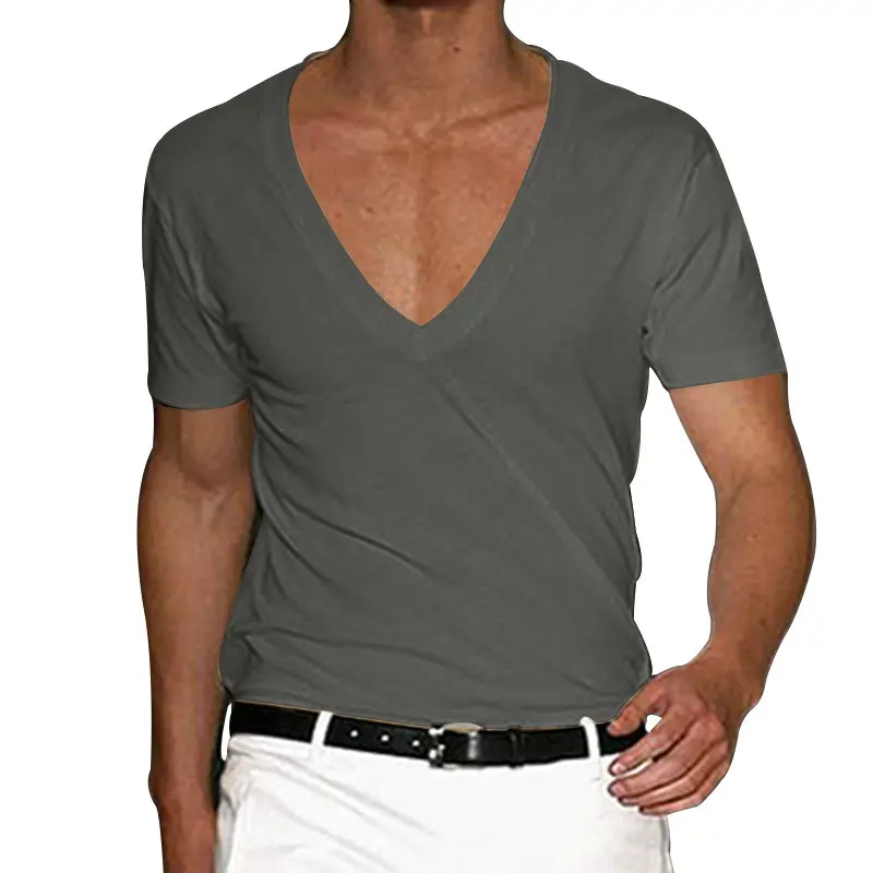 European And American Men's Short Sleeved V-neck