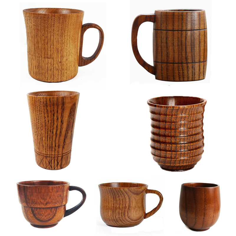 European And American Style Multi-style Jujube Wood Cup With Handle