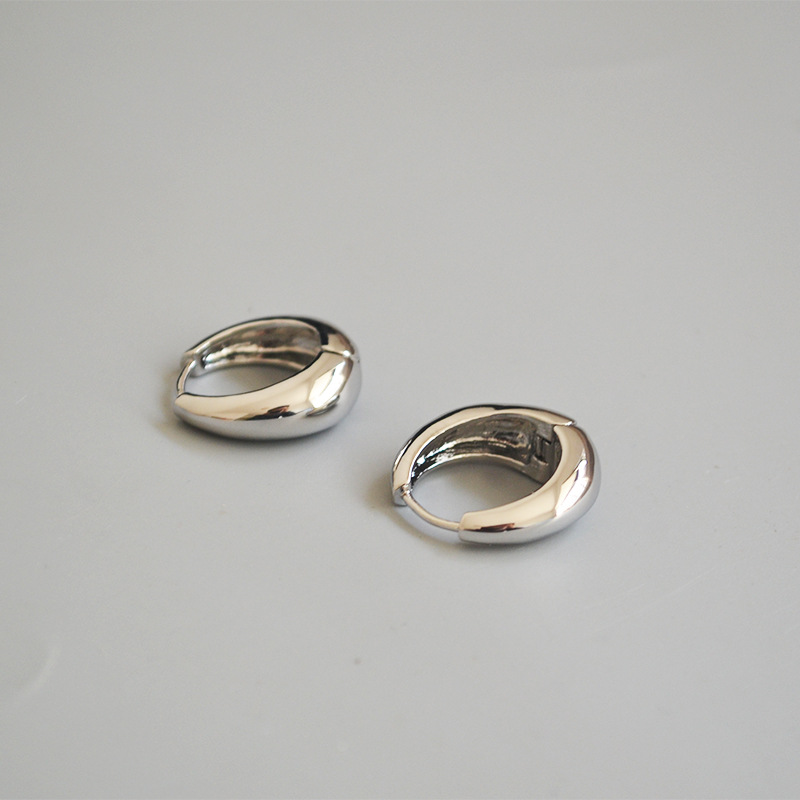 Curved Smooth Brass Plating 18K Real Gold Buckle Earrings