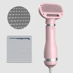 Pet Brushing Hair Dryer Integrated Machine Teddy Hair Blowing Comb Drying - Pink Round Beads - View 1