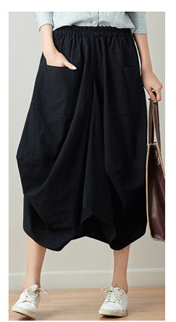 New Style Literary Cotton And Linen Loose Large Size Lantern Skirt
