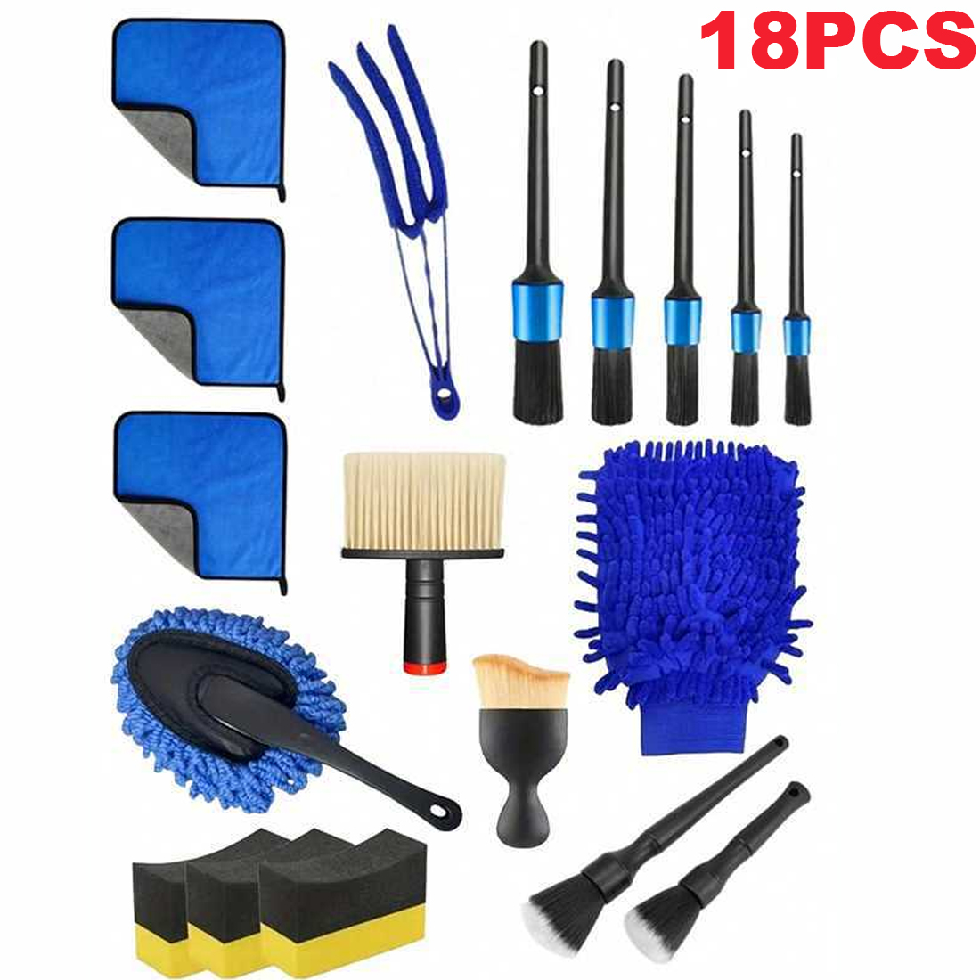 18pcs Car Cleaning Kit Car Detailing Brush Set Duster Detailing Tools Set