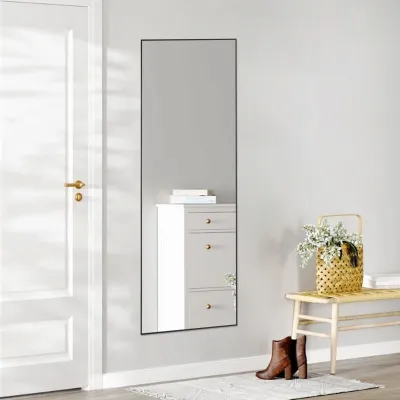 Floor Standing Mirror, Wall Mirror With Stand Aluminum Alloy Thin Frame