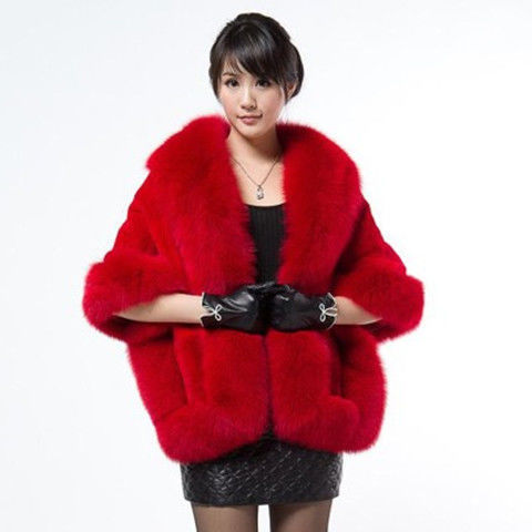 Faux Mink Dress Cloak Autumn And Winter Short Jacket Red - Shop at LoveMi