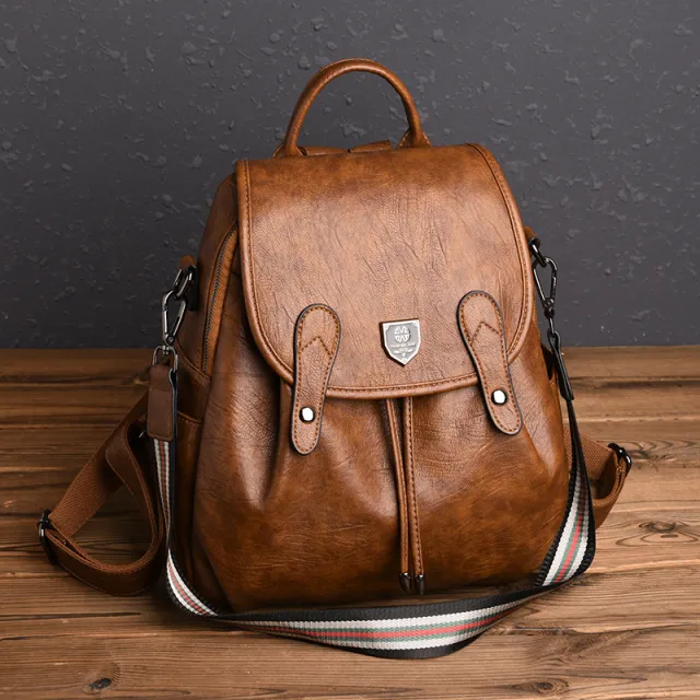 Retro Handmade Color Casual Soft Leather Backpack Yellow - Shop at LoveMi