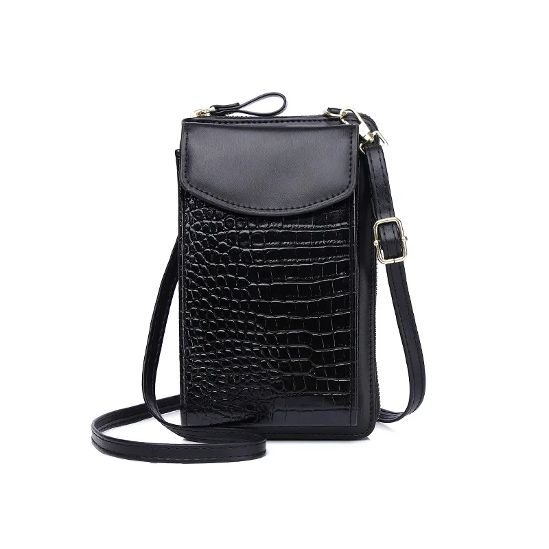 Multifunctional Crossbody Vertical Cover Type Mini Shoulder - Black