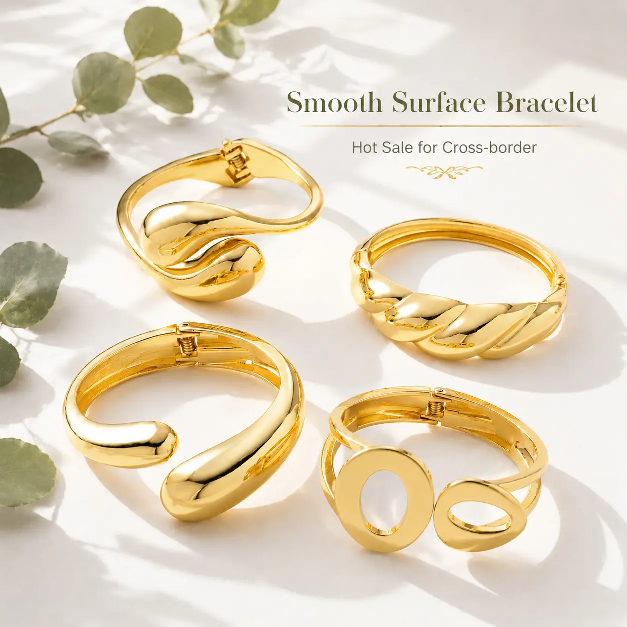 Oversized Ins Style Polished Metal Bangle Heavy