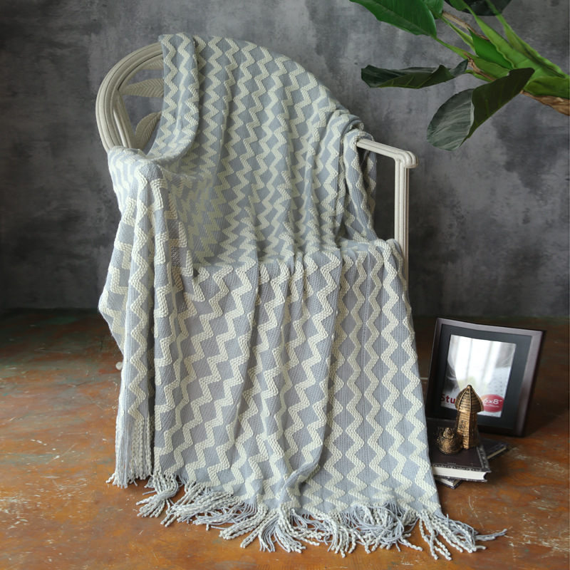 Air Conditioning Lunch Break Tassel Shawl Knitted Wool Blanket