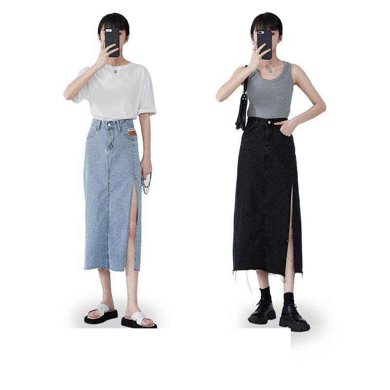 Summer Design Sense Bag Hip A-line Mid-length Skirt