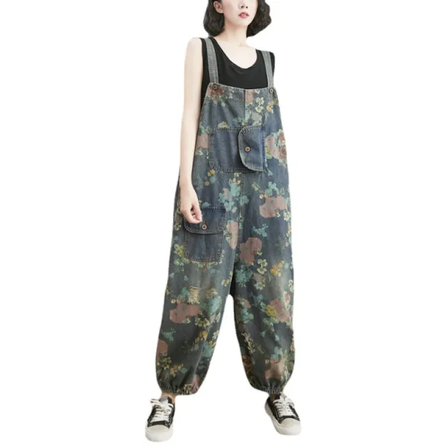 Western style Large Denim Suspenders Loose Slimming One piece Pants Women - Shop at LoveMi