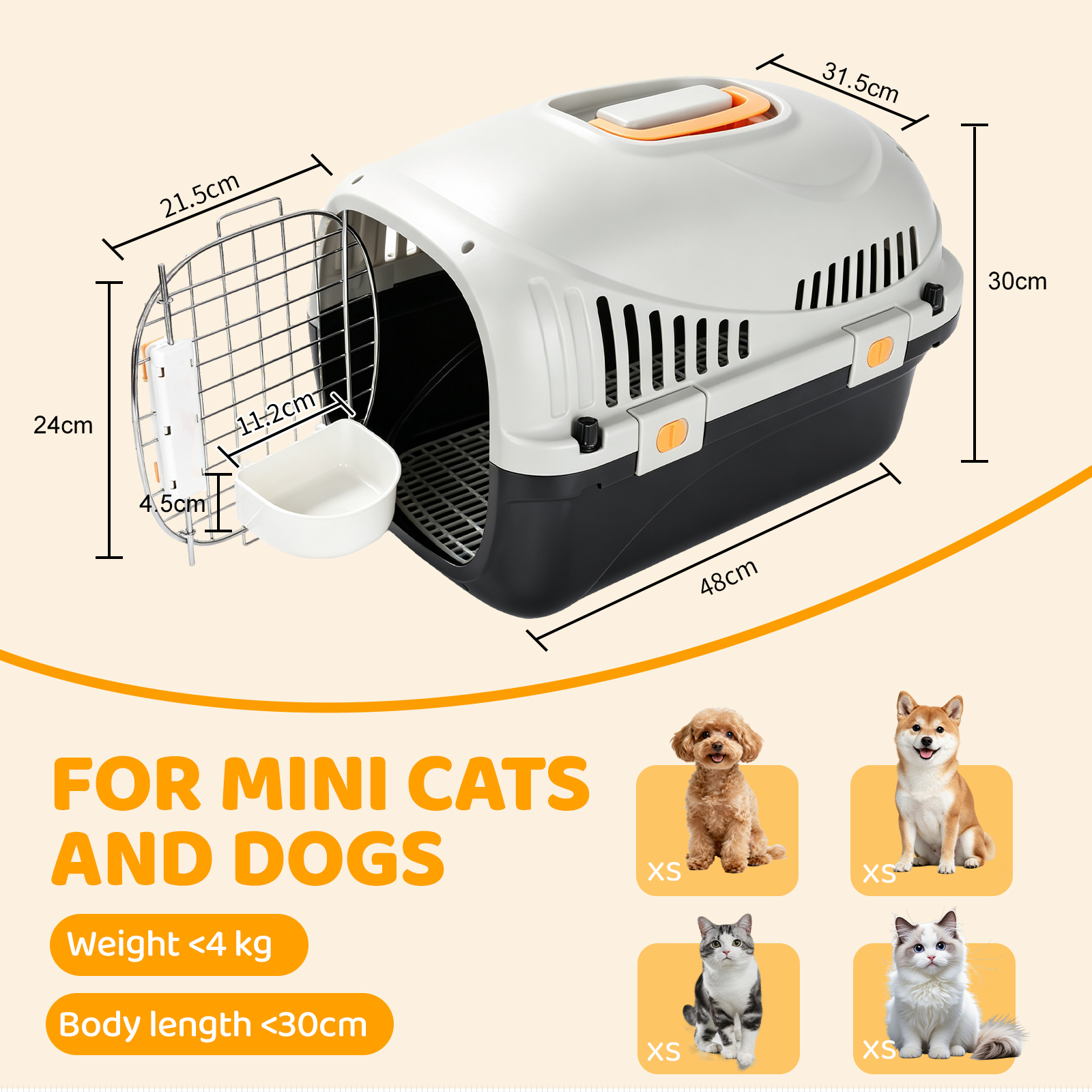 Plastic Cat Carrier Top Load For Small Dogs And Cats 49 X 32 X 32 Cm — image 7