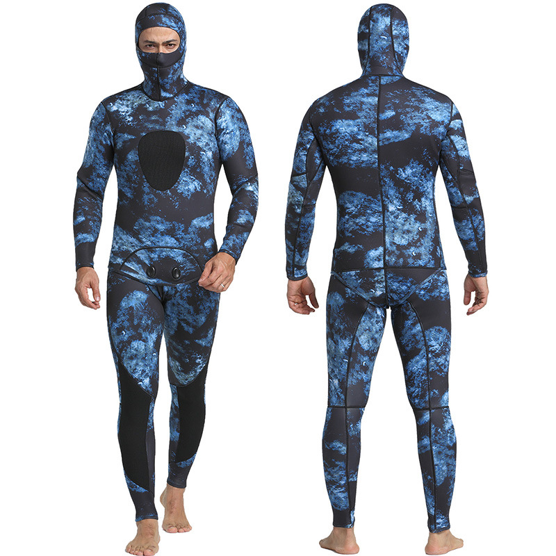 Neoprene Wetsuit 3MM Camouflage Split Two-piece Wetsuit Hood