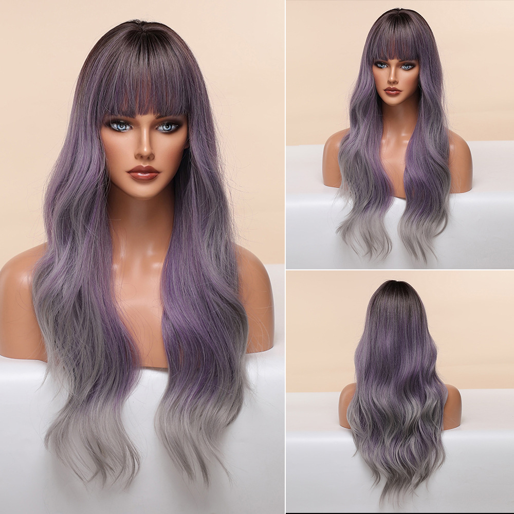 Anime Air Bangs Big Wave Purple Wig — foto 18