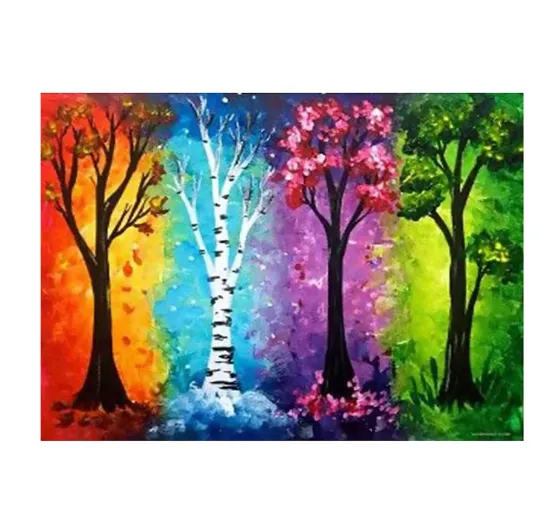 Diamond Painting Animal Round Diamond Full Diamond Beauty - Four Season Tree