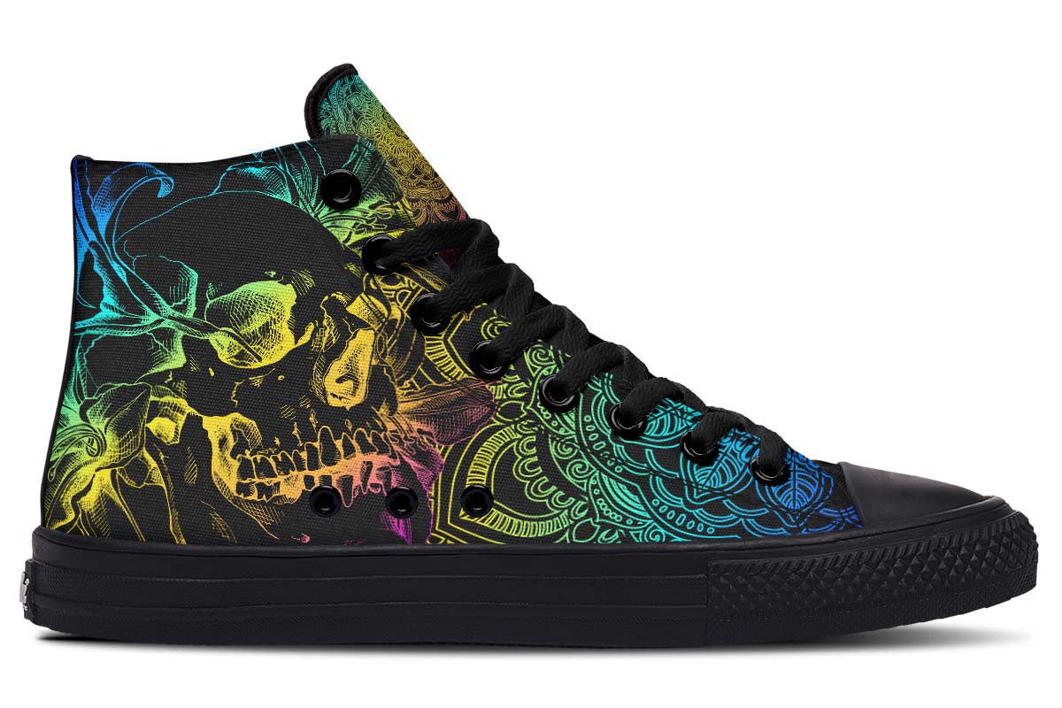Men's And Women's Fashion Color Printing High-top Canvas Shoes