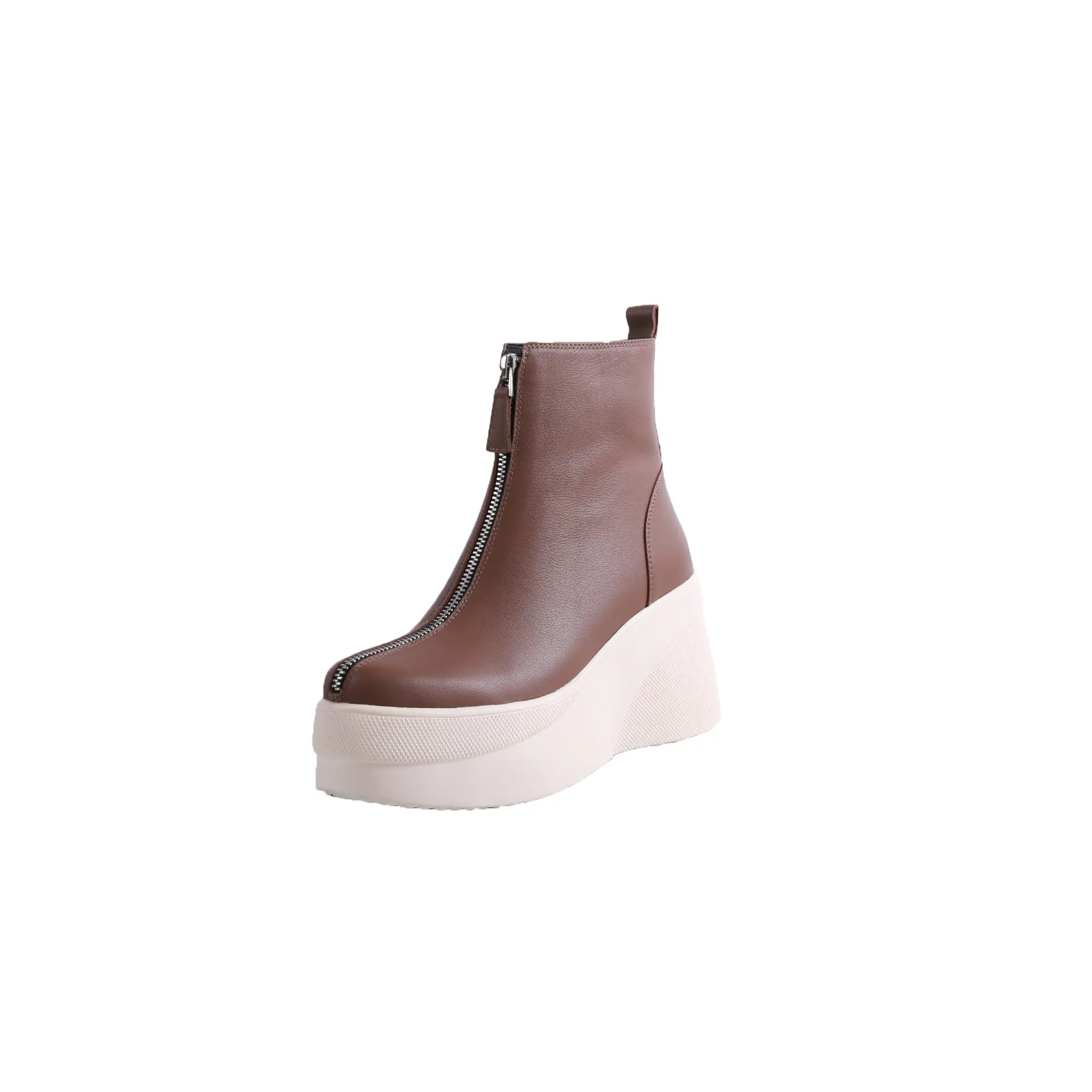 Short Boots Leather All-match Wedge Heel