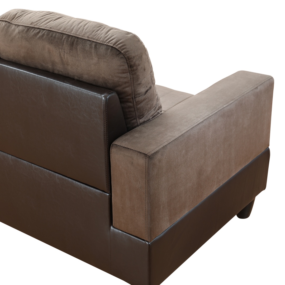 Pickup Only--Dark Brown Flannel And PVC 3-Piece Couch Living Room Sofa Set