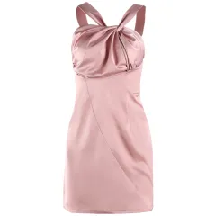 Solid Colour Sling With French Dress Slim Fit - Pink - View 1